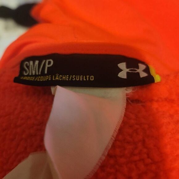 Under Armour UA Coldgear Full Zip Up Hoodie Orange Semi Fitted Womens Size PS - Picture 7 of 9